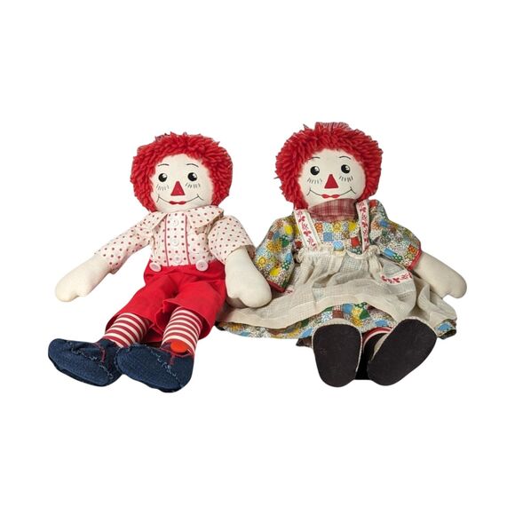 Vintage Handmade Raggedy Ann and Andy Dolls: 20 Inch Collectible Toys - Picture 10 of 10
